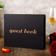 sophisticated black spiral wedding guestbook with photo album - ideal for funeral, bridal shower, baby shower, graduation party, 10x8 inch, 40 pages logo