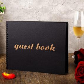 img 4 attached to Sophisticated Black Spiral Wedding Guestbook with Photo Album - Ideal for Funeral, Bridal Shower, Baby Shower, Graduation Party, 10x8 Inch, 40 Pages
