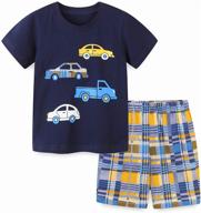 summer short sets for boys - cotton casual crewneck short sleeve shirt with shorts - playwear clothes sets 2-7y logo