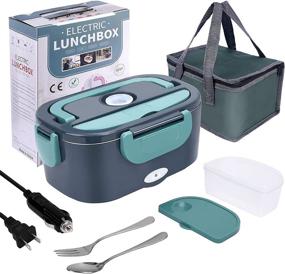 img 4 attached to 🍱 Samshow Electric Lunch Box Food Heater - 3 in 1 High-power Portable Microwave for Car and Home - 12V 24V /110V - Leak Proof - 1.5L Removable 304 Stainless Steel Container - Fork & spoon - Carry Bag