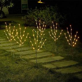 img 3 attached to 🌳 Waterproof Indoor and Outdoor Decor: Vanthylit 3PK 30'' Lighted Birch Twig Branches with 60 LED Warm White Bulbs and Adapter