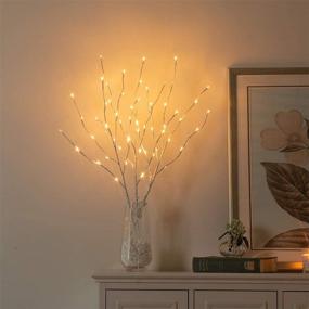 img 4 attached to 🌳 Waterproof Indoor and Outdoor Decor: Vanthylit 3PK 30'' Lighted Birch Twig Branches with 60 LED Warm White Bulbs and Adapter