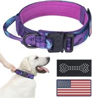 tactical dog collar - military-grade, adjustable nylon collar with handle for medium to large dogs, heavy-duty k9 collar with metal buckle - ideal for labradors. includes two patches. logo