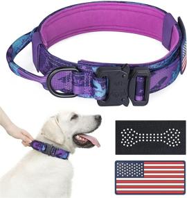 img 4 attached to Tactical Dog Collar - Military-Grade, Adjustable Nylon Collar with Handle for Medium to Large Dogs, Heavy-Duty K9 Collar with Metal Buckle - Ideal for Labradors. Includes Two Patches.