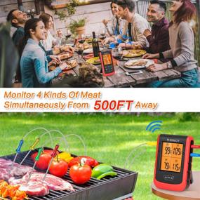 img 3 attached to 🔥 Wireless Digital BBQ Thermometer with 4 Probes - Remote Instant Read Meat Thermometer for Cooking Food on the Grill, Oven, and Smoker - Upgraded 500FT Range Kitchen Thermometer with Smart LCD Backlit Screen