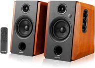 🔊 sanyun sw228bt active bluetooth bookshelf speakers – 2.0 4inch carbon fiber speaker- wireless studio monitors - aptx codec, 24-bit dac - optical rca coaxial inputs - 80w rms - wooden enclosure logo