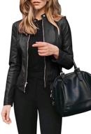 🧥 effortlessly trendy: juris women's lightweight faux leather jacket - slim fit pu coat with zip up closure logo