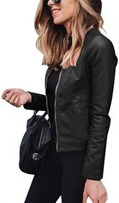 img 3 attached to 🧥 Effortlessly Trendy: JURIS Women's Lightweight Faux Leather Jacket - Slim Fit PU Coat with Zip Up Closure