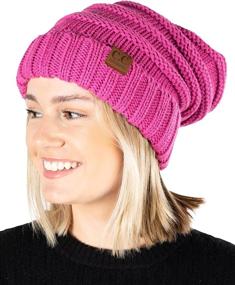 img 4 attached to 🧶 Funky Junque Trendy Warm Oversized Chunky Soft Cable Knit Slouchy Beanie - Stay Cozy in Style!