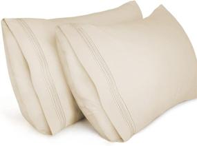 img 4 attached to 🛏️ Soft Brushed Microfiber Baby Pillow Cases (2 Pack), Embroidered, Wrinkle-Free & Breathable, Machine Washable - Beige