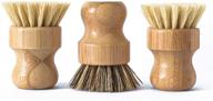 🌿 ecolulu bamboo dish brush with plant-based bristles, set of 3 wooden brushes for cleaning dishes, pots, pans, and vegetables - biodegradable eco-friendly kitchen products logo