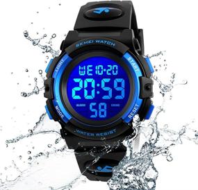img 1 attached to ⌚ Kids Digital Sports Watch - Waterproof Electronic Children's Timepiece with Alarm, Stopwatch, Calendar - Boy Girl Wristwatch 12/24 Hour