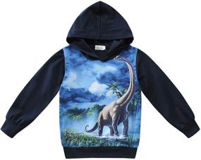 img 4 attached to 🦖 Dinosaur Print Sleeve Pullover Hoodies for Boys in Fashionable Hoodies & Sweatshirts Collection