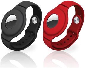 img 4 attached to Air Tag Wristband For Kids 2 Pack - Airtag Bracelet For Kids - Apple Airtag Wristband For Kids - Airtag Holder For Kids Watchband For Kids - GPS Wristband For Elderly Airtag (Red &Amp