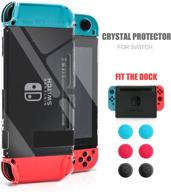🎮 durable dockable case for nintendo switch with tempered glass screen protector and joy stick covers - clear logo