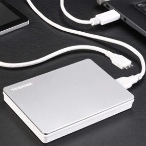 img 2 attached to 💻 Toshiba Canvio Flex 1TB: Versatile Portable External Hard Drive for Mac, Windows PC & Tablet - USB-C & USB-A Included, Silver