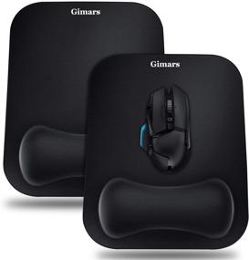 img 4 attached to 💻 Gimars Mouse Pad 2 Pack: Smooth Superfine Fibre Surface with Gel Memory Foam Ergonomic Wrist Rest Support – Black Mousepad for Laptop, Computer, Gaming, Office