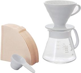 img 4 attached to 🍵 Hario V60 Pour Over Set: Ceramic Dripper, Glass Server, Scoop & Filters - Size 02, White