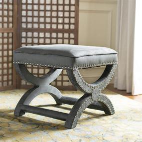 img 4 attached to 💫 Safavieh Mercer Collection Mystic Ottoman in Grey: The Perfect Addition to Your Home Décor