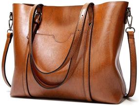 img 4 attached to Pahajim Handbags Leather Shoudler Satchel Women's Handbags & Wallets