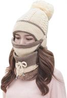 🧣 winter knitted hat set: fashionable women's thick wool cap with warm mask and neck scarf (3pcs) logo