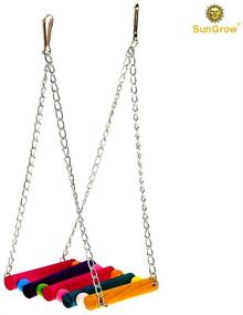 img 3 attached to 🐦 SunGrow Parrot Cage Hammock Swing: Colorful Wooden Swing with Metal Chain and Clasp, Ensures Fun & Comfort for Your Parrot, 1 Pack (7.8 Inches)