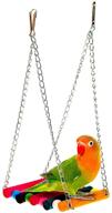 🐦 sungrow parrot cage hammock swing: colorful wooden swing with metal chain and clasp, ensures fun & comfort for your parrot, 1 pack (7.8 inches) logo