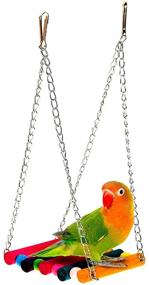 img 4 attached to 🐦 SunGrow Parrot Cage Hammock Swing: Colorful Wooden Swing with Metal Chain and Clasp, Ensures Fun & Comfort for Your Parrot, 1 Pack (7.8 Inches)