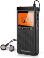 📻 portable am/fm weather alert radio by greadio with superior reception, battery operated, lcd display, earphone jack, time setting - ideal for home, walking, running - noaa transistor pocket radio logo