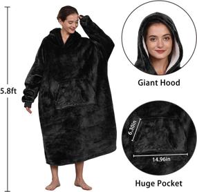 img 2 attached to 🧥 Tormays Oversized Flannel Blanket with Long Sleeves: The Ultimate Wearable Cozy Blanket with Large Front Pocket and Sherpa Fleece Lining for All Ages