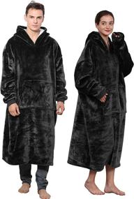 img 4 attached to 🧥 Tormays Oversized Flannel Blanket with Long Sleeves: The Ultimate Wearable Cozy Blanket with Large Front Pocket and Sherpa Fleece Lining for All Ages