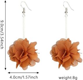 img 1 attached to Seakuur Bohemian Big Fabric Flowers Dangle Drop Earrings - Multicolor Handmade Lightweight Charm with Chiffon Floral Tassel - Petal Hoop Earrings for Women/Girls