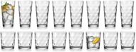 home essentials & beyond 16-piece drinking glasses set - 8 highball glasses (17 oz.) & 8 rocks glass cups (13 oz.) - perfect for water, juice, and cocktails logo