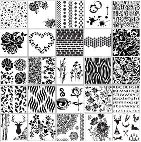 img 4 attached to 🎨 Versatile 25pcs Plastic Stencils for DIY Bullet Journal Painting Craft Notebook Diary Scrapbook: Mixed Patterns, Hollow Out, and More!