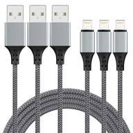 3 пачки 6ft usb-c к lightning кабели с усиленным соединением - совместимы с iphone 12/12 pro/12 pro max/11/11 pro/11 pro max/xs/xr/8/7/6/5s/se логотип