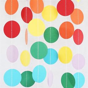 img 4 attached to 🎪 Chloe Elizabeth Circle Dots Paper Party Garland Streamer Backdrop (4-Pack, 10 Feet x 4, 40 Feet Total) - Circus Rainbow