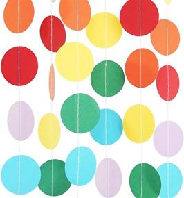 img 3 attached to 🎪 Chloe Elizabeth Circle Dots Paper Party Garland Streamer Backdrop (4-Pack, 10 Feet x 4, 40 Feet Total) - Circus Rainbow