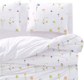 img 1 attached to Пробудись в облаках - изысканный комплект одеяла с цветочным рисунком: белый ботанический узор на мягкой микрофибре (3 шт., размер Queen)