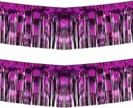 🎉 2-pack 10ft x 15in purple foil fringe garland - shiny metallic tinsel banner for parade floats, bridal shower, bachelorette, wedding, birthday, christmas - wall hanging drapes логотип