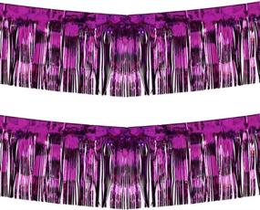 img 4 attached to 🎉 2-Pack 10ft x 15in Purple Foil Fringe Garland - Shiny Metallic Tinsel Banner for Parade Floats, Bridal Shower, Bachelorette, Wedding, Birthday, Christmas - Wall Hanging Drapes