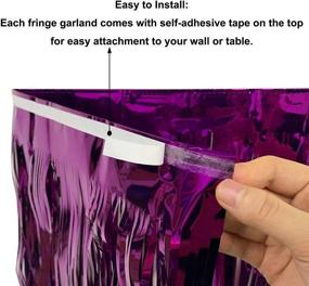 img 2 attached to 🎉 2-Pack 10ft x 15in Purple Foil Fringe Garland - Shiny Metallic Tinsel Banner for Parade Floats, Bridal Shower, Bachelorette, Wedding, Birthday, Christmas - Wall Hanging Drapes