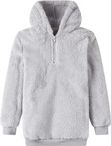 img 3 attached to 👧 HMBEIXYP Girls' Sherpa Fleece Pullover with Pockets – Cozy Fuzzy Sweatshirt Hoodie