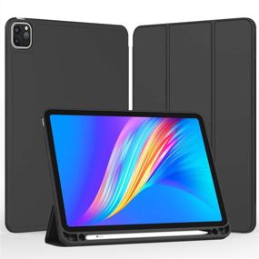 img 3 attached to 📱 iMieet New iPad Pro 11 Inch Case 2021(3rd Gen) with Pencil Holder - Supports iPad 2nd Pencil Charging/Pairing, Trifold Stand Smart Case with Soft TPU Back, Auto Wake/Sleep Functionality (Black)