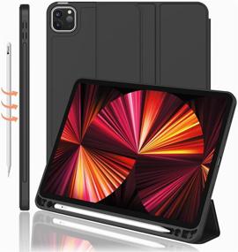 img 4 attached to 📱 iMieet New iPad Pro 11 Inch Case 2021(3rd Gen) with Pencil Holder - Supports iPad 2nd Pencil Charging/Pairing, Trifold Stand Smart Case with Soft TPU Back, Auto Wake/Sleep Functionality (Black)