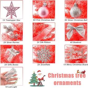 img 3 attached to 🎄 20" Pink Mini Christmas Tree | Artificial Small Tree with LED Lights/Ornaments | Tabletop Kids' Xmas Decoration Gift (Pink)