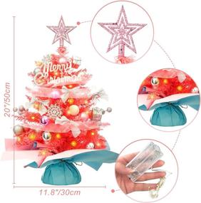 img 2 attached to 🎄 20" Pink Mini Christmas Tree | Artificial Small Tree with LED Lights/Ornaments | Tabletop Kids' Xmas Decoration Gift (Pink)