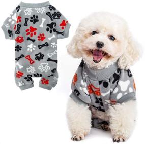 img 4 attached to 🐾 PUPTECK Soft Polar Fleece Dog Pajamas - Cute Puppy Clothes Jumpsuit Pjs - Lightweight Cat Coat Pet Apparel - Adorable Paw Design