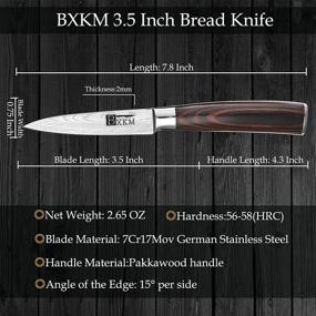 img 1 attached to 🔪 BXKM 3.5 inch Paring Knife - German High Carbon Stainless Steel for Precise Fruit and Vegetable Cutting