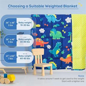 img 1 attached to 🦕 Sivio Kids Weighted Blanket 5 lbs - Super Soft Crystal Velvet and Minky Dotted - Cartoon Patterns - Reversible Heavy Blanket for 30-60 lbs Child - 36X48 Inch Blue Dinosaur - Buy Now!