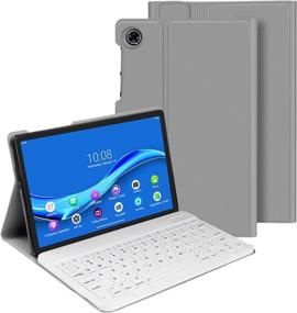 img 4 attached to XIWMIX Lenovo Tab M10 FHD Plus Keyboard Case: Slim & Lightweight Smart Cover with Detachable Bluetooth Keyboard for Lenovo Tab M10 Plus